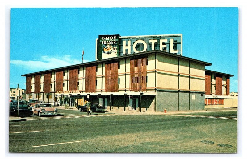 Hotel Simon Fraser Prince George B. C. Canada Postcard Old Cars