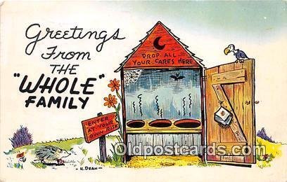 Greetings from the Whole Family H Dean Outhouse 1960 
