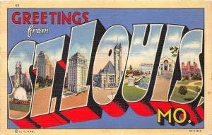 St Louis Missouri~Scenes Throughout City~1941 Art-Deco Large Letter Linen Pc