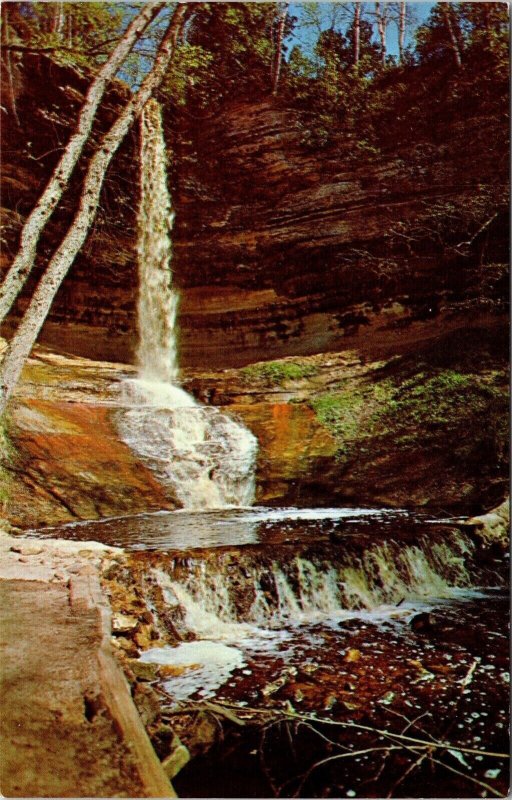 Munising Falls Michigan Upper Peninsula Picturesque Spot MI Postcard VTG UNP  