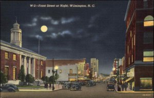 Wilmington North Carolina NC Street Scene c1940s Linen Postcard
