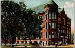 Minneapolis MN-Minnesota, 1907 Public Library Street View Stone Vintage Postcard