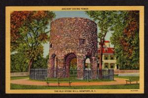 RHODE ISLAND NEWPORT  RI Old Stone Mill Postcard Linen