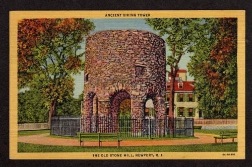 RHODE ISLAND NEWPORT  RI Old Stone Mill Postcard Linen