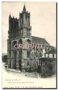 Old Postcard Mantes The Pretty & # 39Eglise Notre Dame