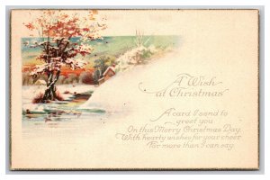 A Wish At Christmas Verse Winter Landscape DB Postcard A16