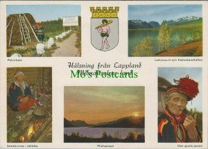 Sweden Postcard - Halsning Fran Lappland Midnattsolens Land   RR10896