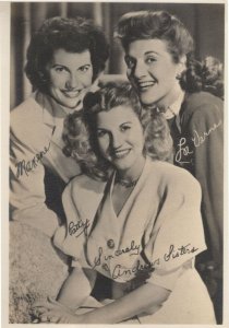 The Andrews Sisters Pre Printed RARE Signed Autograph Photo