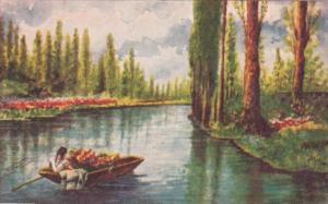 Mexico Xochimilco Canal Scene 1939