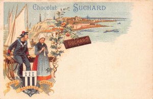 Advertising Chocolat Suchard France Brest Sailor Sailing Boat Love postcard B978