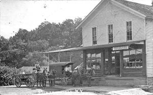 Porterville NY Post Office Horse & Wagons in 1911 RPPC Postcard