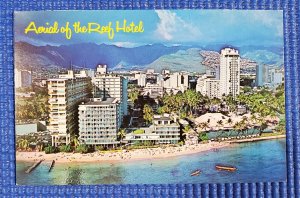 Vintage Aerial of the Reef Hotel Hawaii Mike Roberts Color Card C25259 Postcard