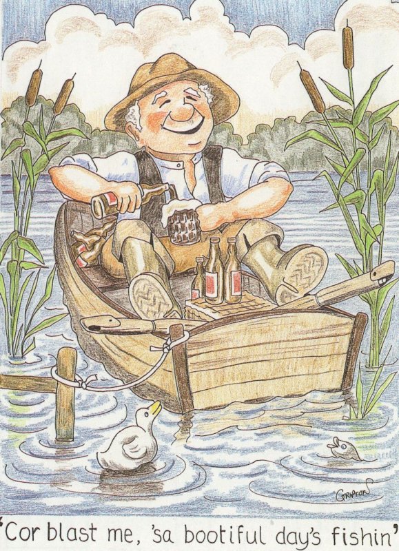 Norwich Fishing Norfolk Accent Comic Newspaper Humour Postcard