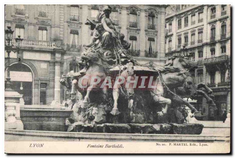 Postcard Old Lyon Fontaine Bartholdi Horse Horse