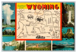 Postcard Greetings From Wyoming Continental View Map Card