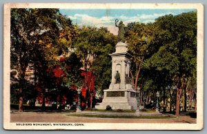 Postcard Waterbury CT c1920s Soldiers Monument Civil War Monument