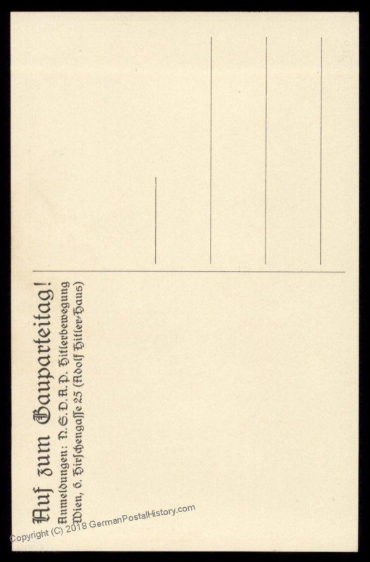 Austria 1932 NSDAP Wien Vienna Gautag Hitlerbewegung Propaganda Card 90769