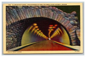 Vintage 1940's Postcard Tunnel Bonneville Dam Columbia River Highway Oregon