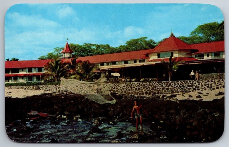 Fisherman Throwing His Net Kona Inn Kailua HI Postcard D22