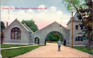 Postcard IN Indianapolis - Crown Hill, West Entrance