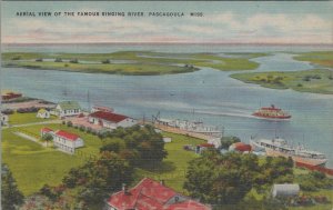 Postcard Aerial View Famous Singing River Pascagoula MS Mississippi