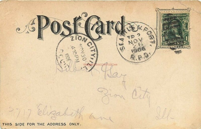 OR, Portland, Oregon, Union Depot, Seattle & Portland R.P.O., Postmark 1906