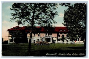 1911 Homeopathic Hospital Ann Arbor Michigan MI Antique Posted Postcard