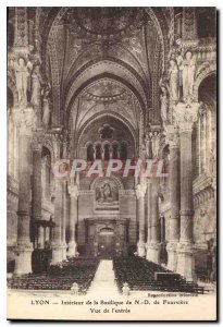 Postcard Old Lyon Interior of the Basilica of Our Lady of Fourviere view Entree