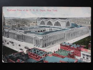 America NEW YORK Birds Eye View of P.R.R. Depot c1912 Old Postcard by S.P.Co.