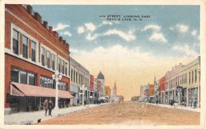 Devils Lake North Dakota 4th Street Looking East Historic Bldgs Postcard K98476