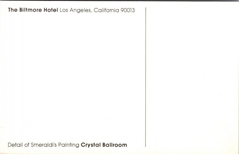 Los Angeles California Biltmore Hotel Interior Crystal Ballroom Chrome Postcard 