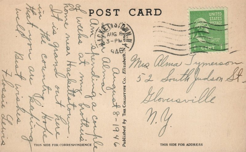 HACKETTSTOAN NJ MUSCONETCONG RIVER ANTIQUE POSTCARD