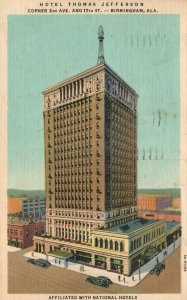 Vintage Postcard 1930's Hotel Thomas Jefferson Birmingham AL Alabama