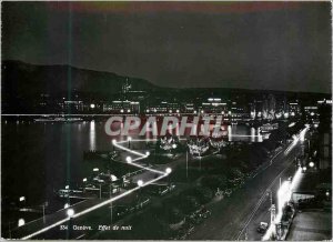 Modern Postcard Geneve Night Effect