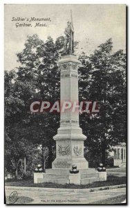 Postcard Old Soldier Monument Gardner & # 39s Mass