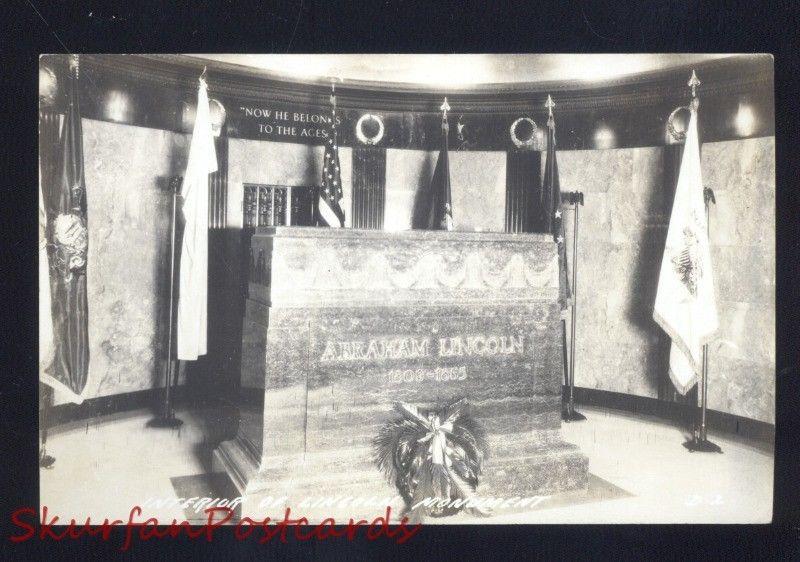 RPPC U.S. PRESIDENT ABRAHAM LINCOLN TOMB VINTAGE REAL PHOTO POSTCARD