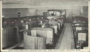 Hyannis Cape Cod MA New York Restaurant Interior c1920s Postcard