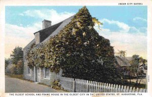 Oldest School & Frame House in US St Augustine Florida 1920c postcard