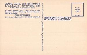 South Vienna Ohio Motel Street View Antique Postcard K102616