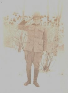 RPPC  US Army Soldier WW1  Saluting  - Real Photo Postcard  c1918