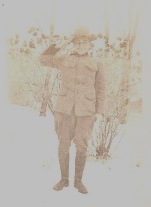 RPPC  US Army Soldier WW1  Saluting  - Real Photo Postcard  c1918