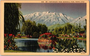Postcard Mount TIMPANOGOS FROM MEMORIAL PARK, PROVO, UTAH Ki3
