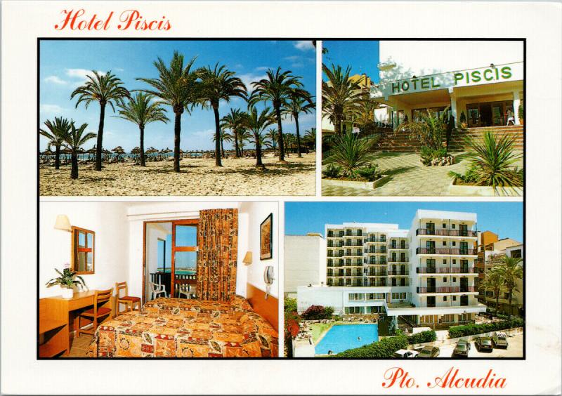 Hotel Piscis Port D'Alcudia Mallorca UNUSED Multiview Postcard D91