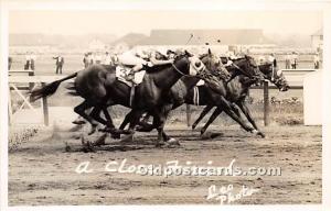 A Close Finish, Leo Photo Real Photo Horse Racing Unused 