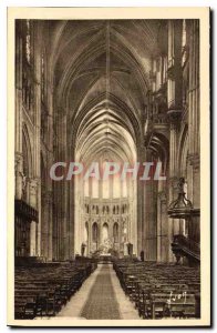 Postcard Old Chartres Eure et Loir Interior of the Cathedral Nave and Choir
