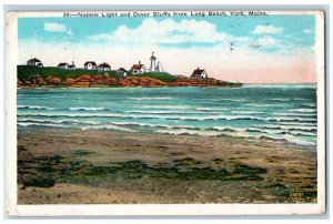 1935 Nubble Light and Dover Bluffs from Long Beach York Maine ME Postcard 