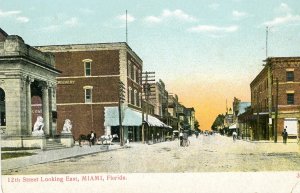 Postcard Antique View of 12th Street Looking East in Miami, FL.    P5
