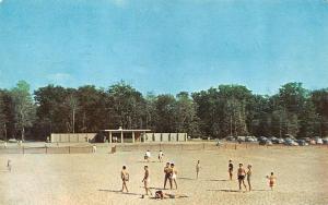 ERIE, Pennsylvania   PRESQUE ISLE PARK-Beach Pavilion & Swimmers   1960 Postcard