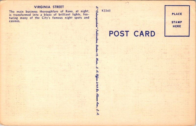 Linen Postcard Club Row on Virginia Street in Reno, Nevada