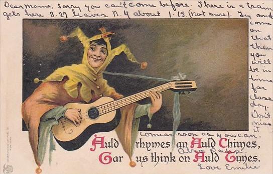 Humour Joker Playing Guitar Auld Rhymes An Auld Chimes 1906